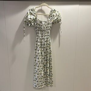 Faithfull the Brand White Floral Long Sleeve Dress